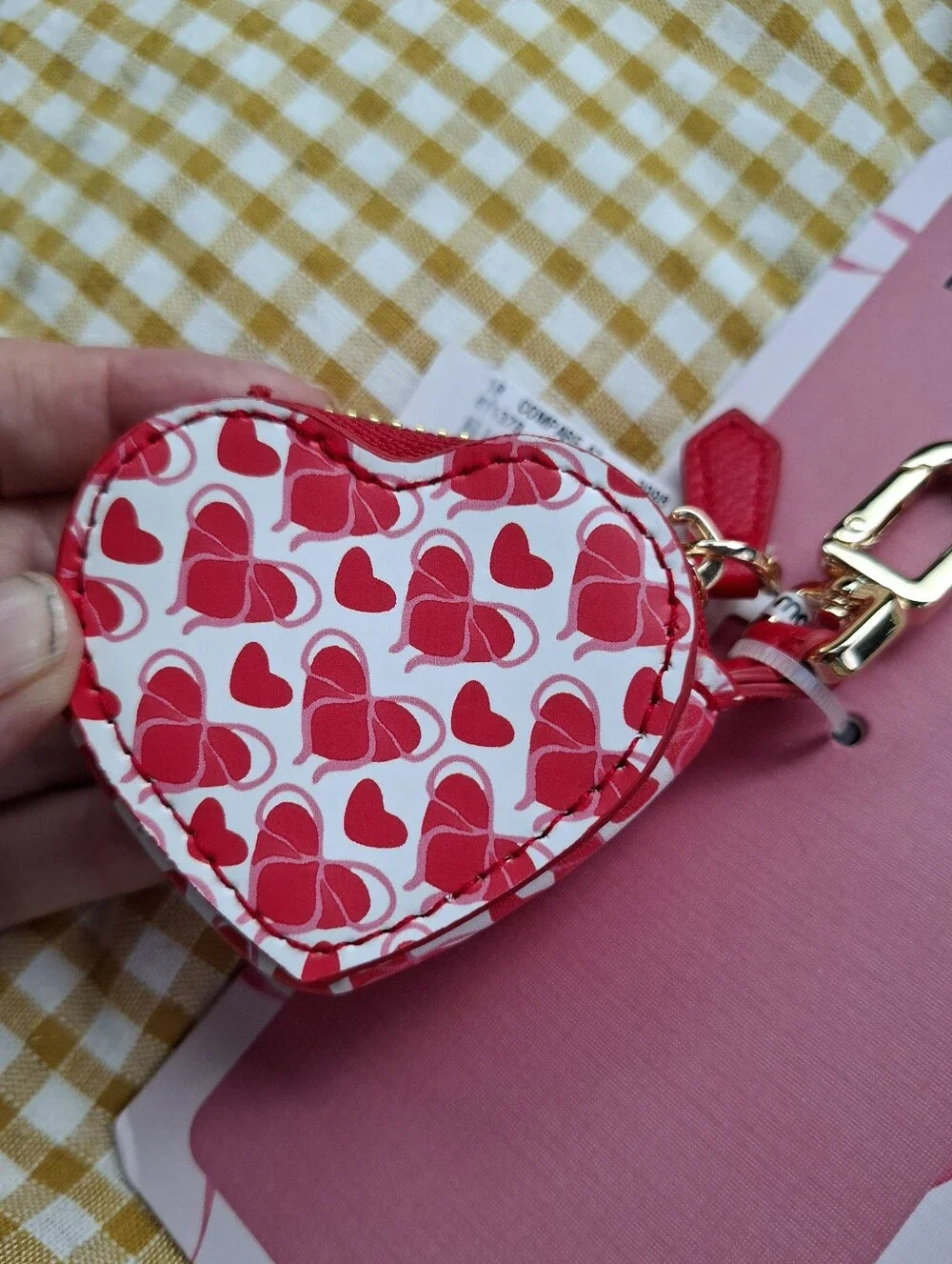 piper k Vegan  Leather Red Heart Key Chain Bag Charm NWT